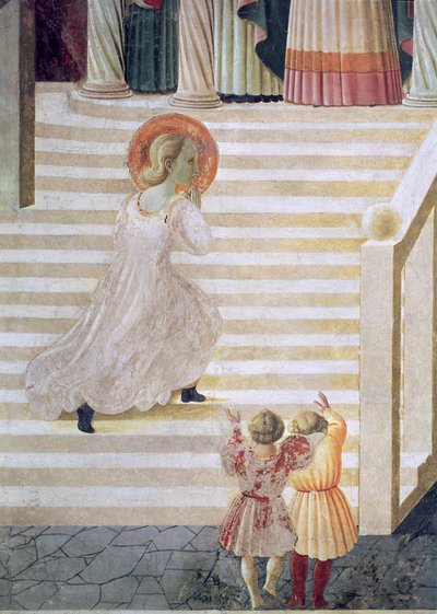 The Virgin Mary ascending the staircase at the Presentation of Mary in the Temple (detail) by Paolo Uccello